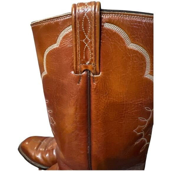 Vintage 60s/70s Tony Lama EL REY Cognac Leather Cowboy Boots Mens 8.5D 0032 Rare main image 5